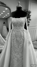 G21-002 Elfenbein A-Linie Brautkleid Hauptansicht Clean Frame