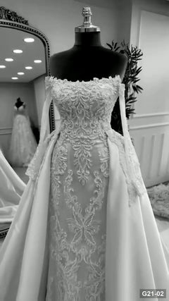 G21-002 Elfenbein A-Linie Brautkleid Hauptansicht Clean Frame