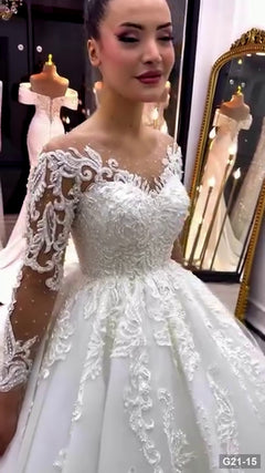 G21-015 Elfenbein A-Linie Brautkleid Hauptansicht Clean Frame