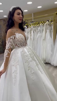 G21-026A - Champagner Embellished Prinzessinnen-Ballkleid Brautkleid - GELİNLİK21