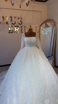 G21-029A - Elfenbein Elegant Prinzessinnen-Ballkleid Brautkleid - GELİNLİK21
