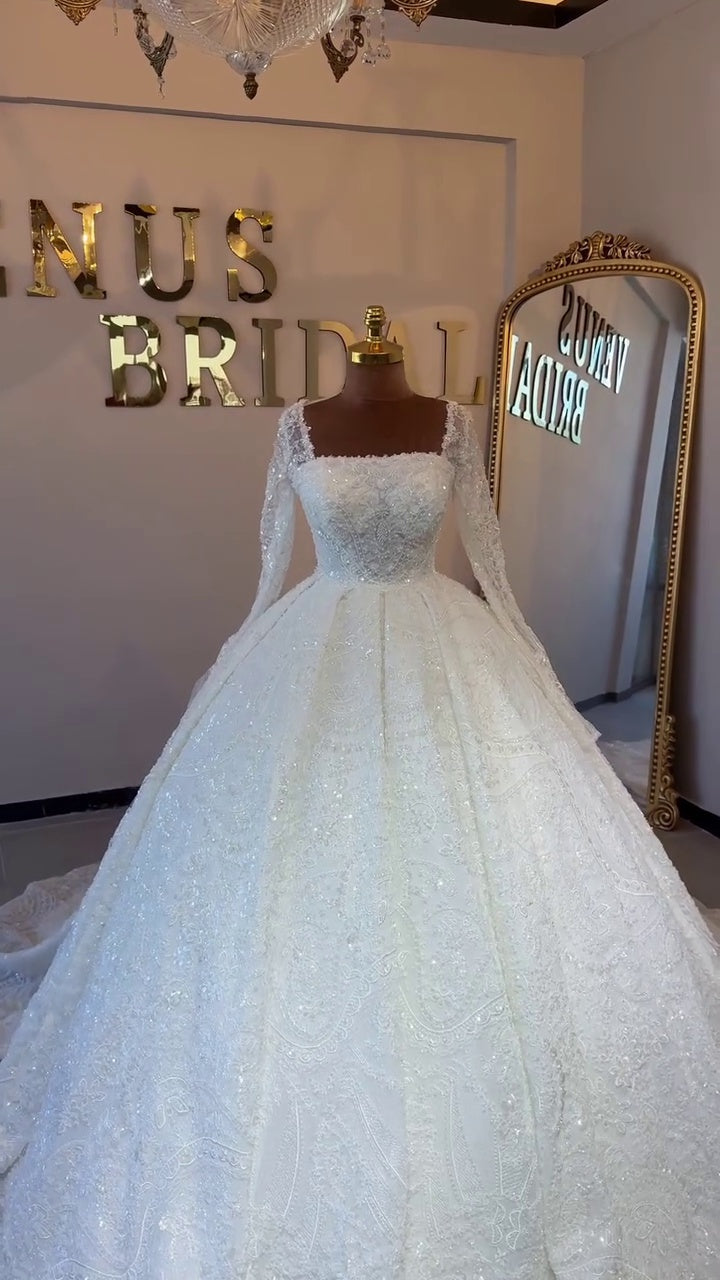 G21-029A - Elfenbein Elegant Prinzessinnen-Ballkleid Brautkleid - GELİNLİK21