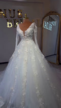 G21-032A - Elfenbein Spitze Prinzessinnen-Ballkleid Brautkleid - GELİNLİK21