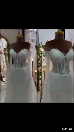 G21-032 Elfenbein A-Linie Brautkleid Hauptansicht Clean Frame