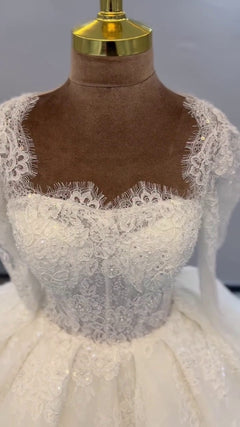 G21-039A - Elfenbein Embellished Prinzessinnen-Ballkleid Brautkleid - GELİNLİK21