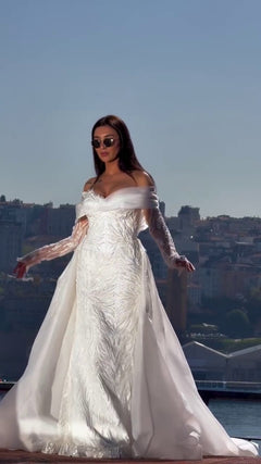 G21-040A - Champagner Kristall Beaded Prinzessinnen-Ballkleid Brautkleid - GELİNLİK21