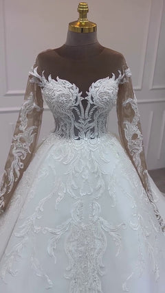 G21-041A - Elfenbein Elegant Prinzessinnen-Ballkleid Brautkleid - GELİNLİK21