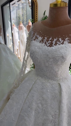 G21-042A - Elfenbein Embellished Prinzessinnen-Ballkleid Brautkleid - GELİNLİK21