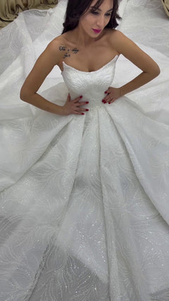 G21-044A - Elfenbein Elegant Prinzessinnen-Ballkleid Brautkleid - GELİNLİK21