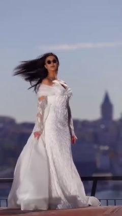 G21-046A - Elfenbein Elegant Prinzessinnen-Ballkleid Brautkleid - GELİNLİK21