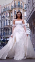 G21-047A - Elfenbein Embellished Prinzessinnen-Ballkleid Brautkleid - GELİNLİK21