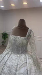 G21-054A - Elfenbein Elegant Prinzessinnen-Ballkleid Brautkleid - GELİNLİK21