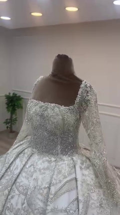 G21-054A - Elfenbein Elegant Prinzessinnen-Ballkleid Brautkleid - GELİNLİK21