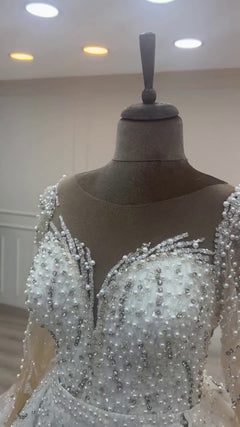 G21-057A - Champagner Elegant Prinzessinnen-Ballkleid Brautkleid - GELİNLİK21