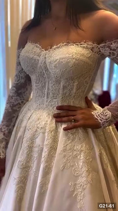 G21-061 Elfenbein Prinzessinnen-Ballkleid Brautkleid Hauptansicht Clean Frame