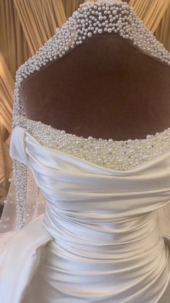 G21-062A - Champagner Spitze Prinzessinnen-Ballkleid Brautkleid - GELİNLİK21