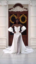 G21-066A - Elfenbein Kristall Beaded Prinzessinnen-Ballkleid Brautkleid - GELİNLİK21
