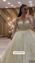 G21-083 Elfenbein Prinzessinnen-Ballkleid Brautkleid Hauptansicht Clean Frame