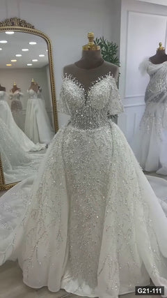 G21-111 Elfenbein Prinzessinnen-Ballkleid Brautkleid Hauptansicht Clean Frame
