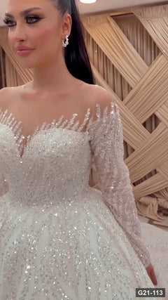 G21-113 Elfenbein Prinzessinnen-Ballkleid Brautkleid Hauptansicht Clean Frame