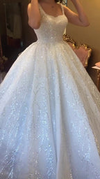 G21-117A - Soft Elfenbein Perlenspitze Prinzessinnen-Ballkleid Brautkleid - GELİNLİK21