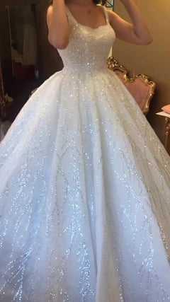 G21-117A - Soft Elfenbein Perlenspitze Prinzessinnen-Ballkleid Brautkleid - GELİNLİK21