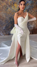 G21-123A - Elfenbein Perlenspitze Prinzessinnen-Ballkleid Brautkleid - GELİNLİK21