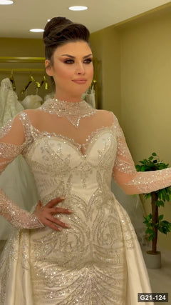 G21-124 Elfenbein Prinzessinnen-Ballkleid Brautkleid Hauptansicht Clean Frame