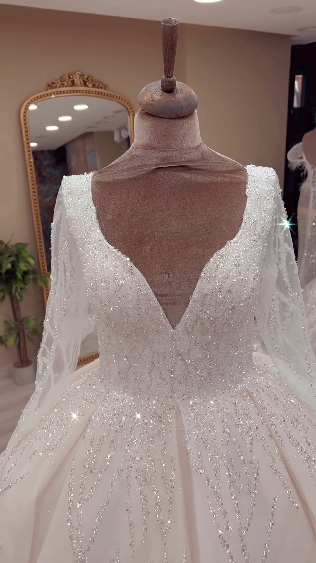 G21-134A - Soft Elfenbein Embellished Prinzessinnen-Ballkleid Brautkleid - GELİNLİK21