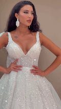 G21-144A - Soft Elfenbein Perlenspitze Prinzessinnen-Ballkleid Brautkleid - GELİNLİK21