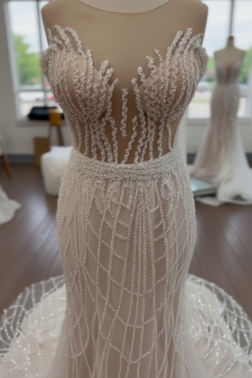 Kristall Cage Meerjungfrau Brautkleid