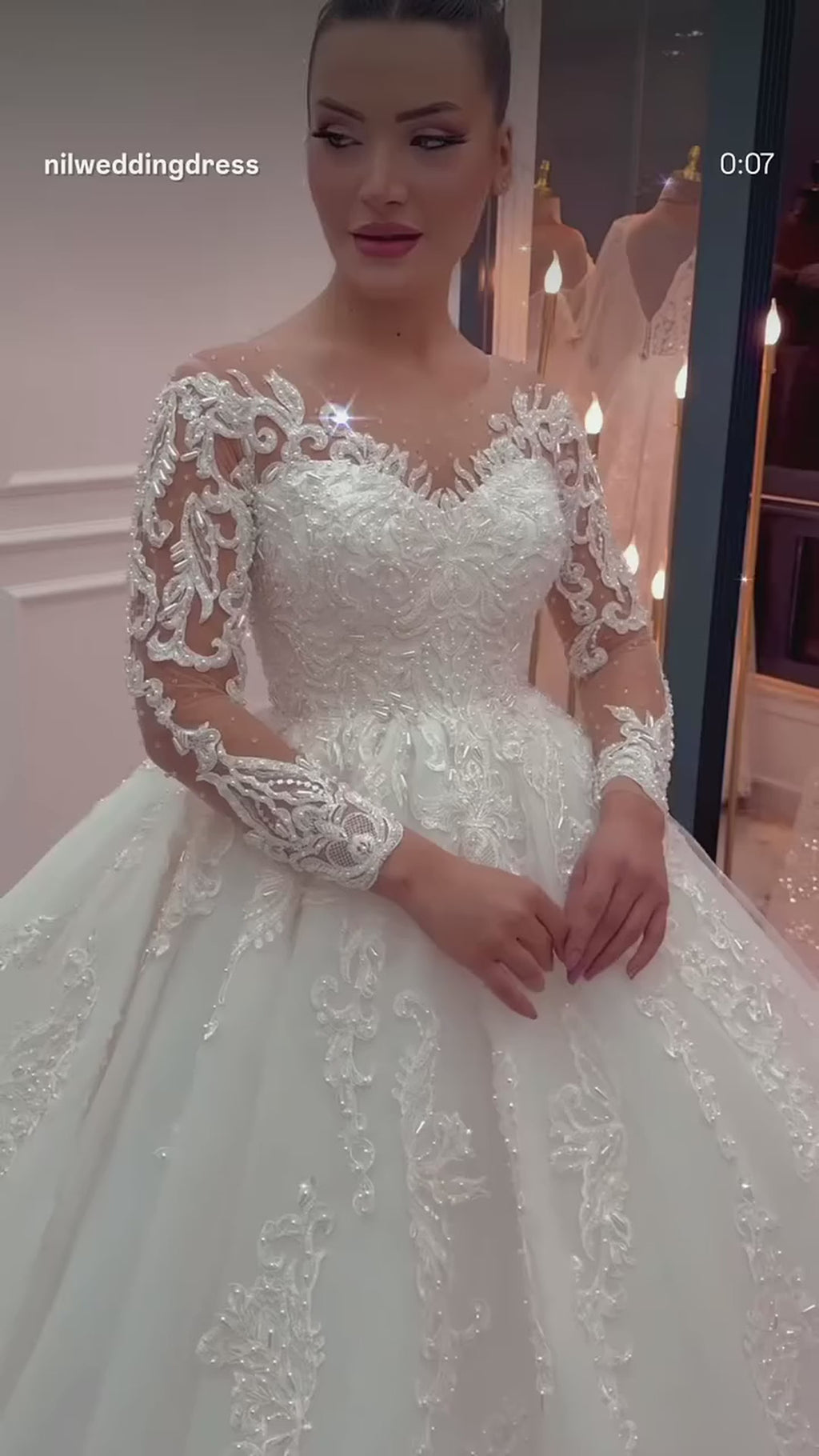G21-101 Elfenbein Ballkleid Spitze Brautkleid und Kapellenschleppe