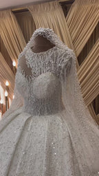 G21-097A - Soft Elfenbein Perlenspitze Prinzessinnen-Ballkleid Brautkleid