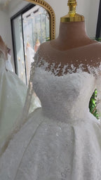 G21-042A - Elfenbein Embellished Prinzessinnen-Ballkleid Brautkleid