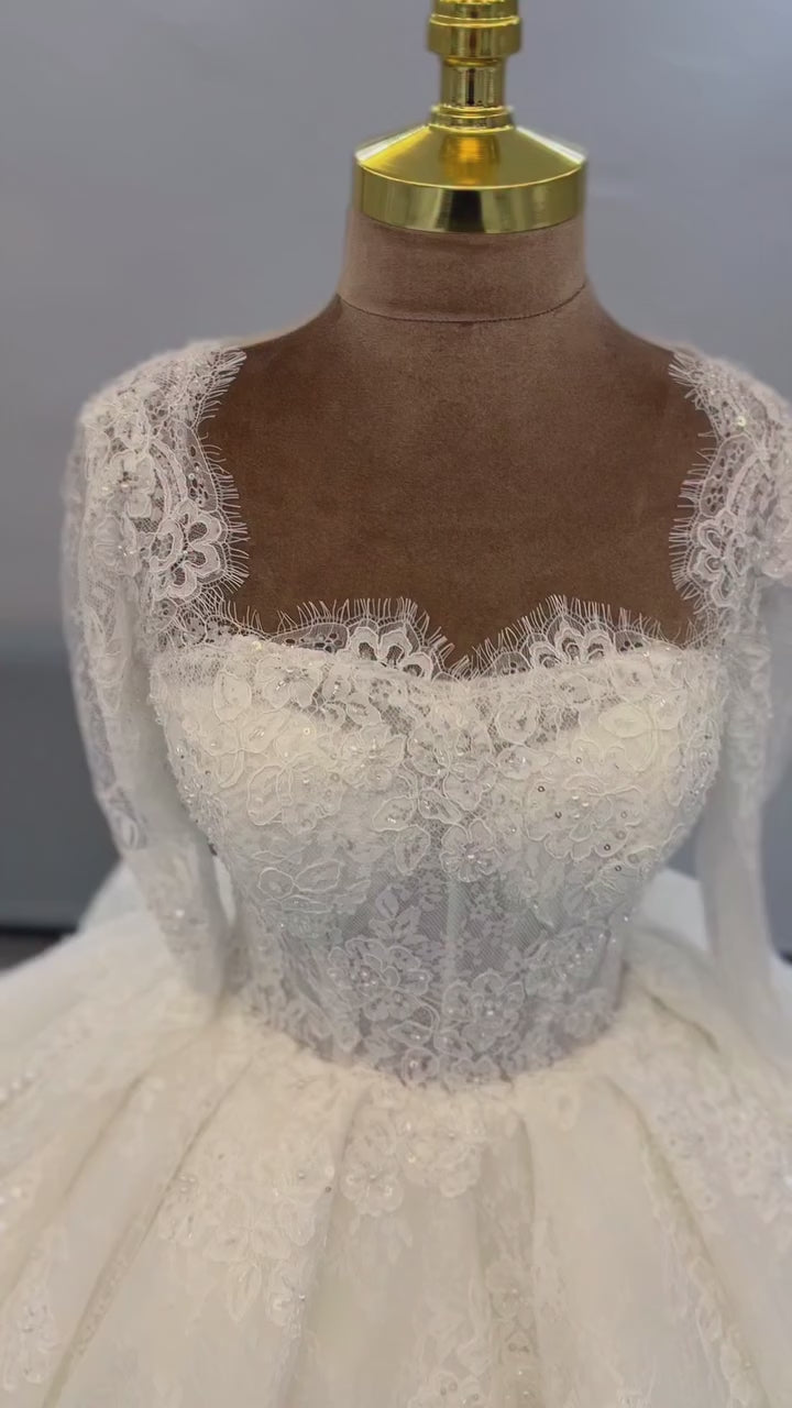 G21-039A - Elfenbein Embellished Prinzessinnen-Ballkleid Brautkleid