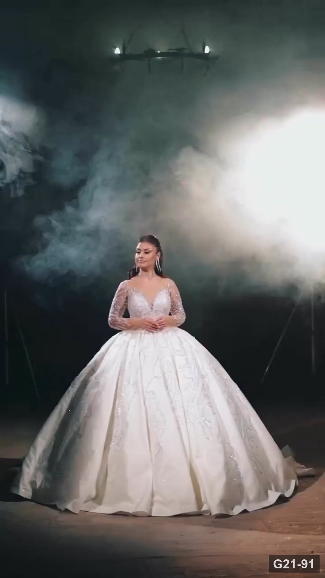 G21-091 Elfenbein Ballkleid Spitze Brautkleid und Kapellenschleppe