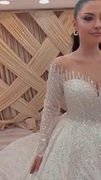 G21-113 Elfenbein Ballkleid Spitze Brautkleid und Kapellenschleppe