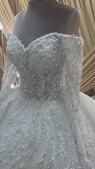 G21-053A - Champagner Spitze Prinzessinnen-Ballkleid Brautkleid