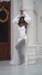 G21-066A - Elfenbein Kristall Beaded Prinzessinnen-Ballkleid Brautkleid