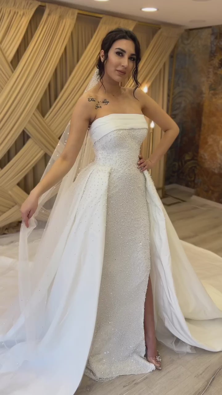 G21-092A - Elfenbein Embellished Prinzessinnen-Ballkleid Brautkleid
