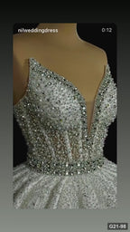 G21-098 Elfenbein Ballkleid Spitze Brautkleid und Kapellenschleppe