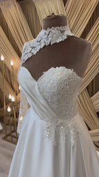 G21-098A - Elfenbein Perlenspitze Prinzessinnen-Ballkleid Brautkleid