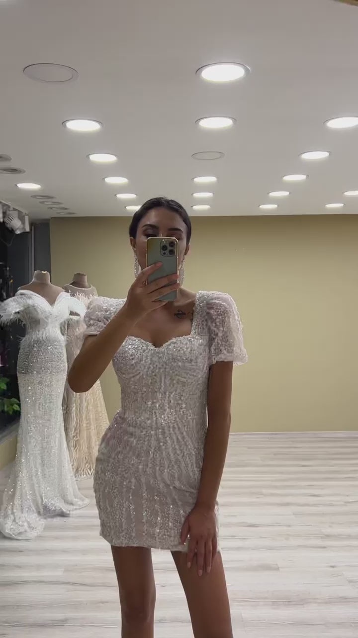 G21-147A - Elfenbein Perlenspitze Prinzessinnen-Ballkleid Brautkleid