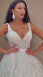 G21-144A - Soft Elfenbein Perlenspitze Prinzessinnen-Ballkleid Brautkleid