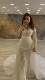 G21-149A - Champagner Spitze Prinzessinnen-Ballkleid Brautkleid