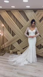 G21-129A - Elfenbein Perlenspitze Prinzessinnen-Ballkleid Brautkleid