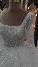 G21-105 Elfenbein Ballkleid Spitze Brautkleid und Kapellenschleppe