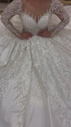 G21-089A - Soft Elfenbein Embellished Prinzessinnen-Ballkleid Brautkleid