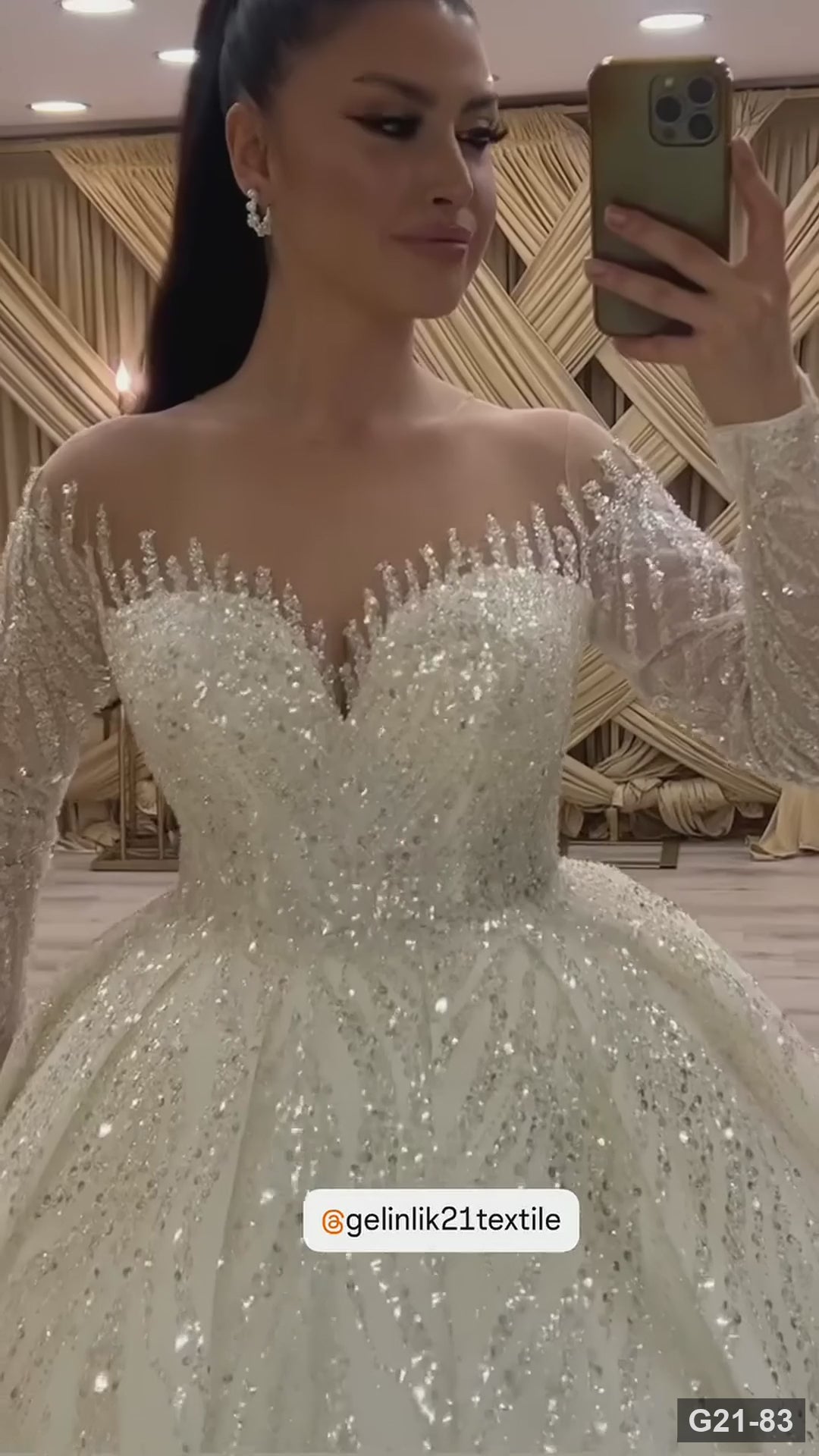 G21-083 Elfenbein Ballkleid Spitze Brautkleid und Kapellenschleppe