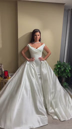 G21-138A - Soft Elfenbein Perlenspitze Prinzessinnen-Ballkleid Brautkleid